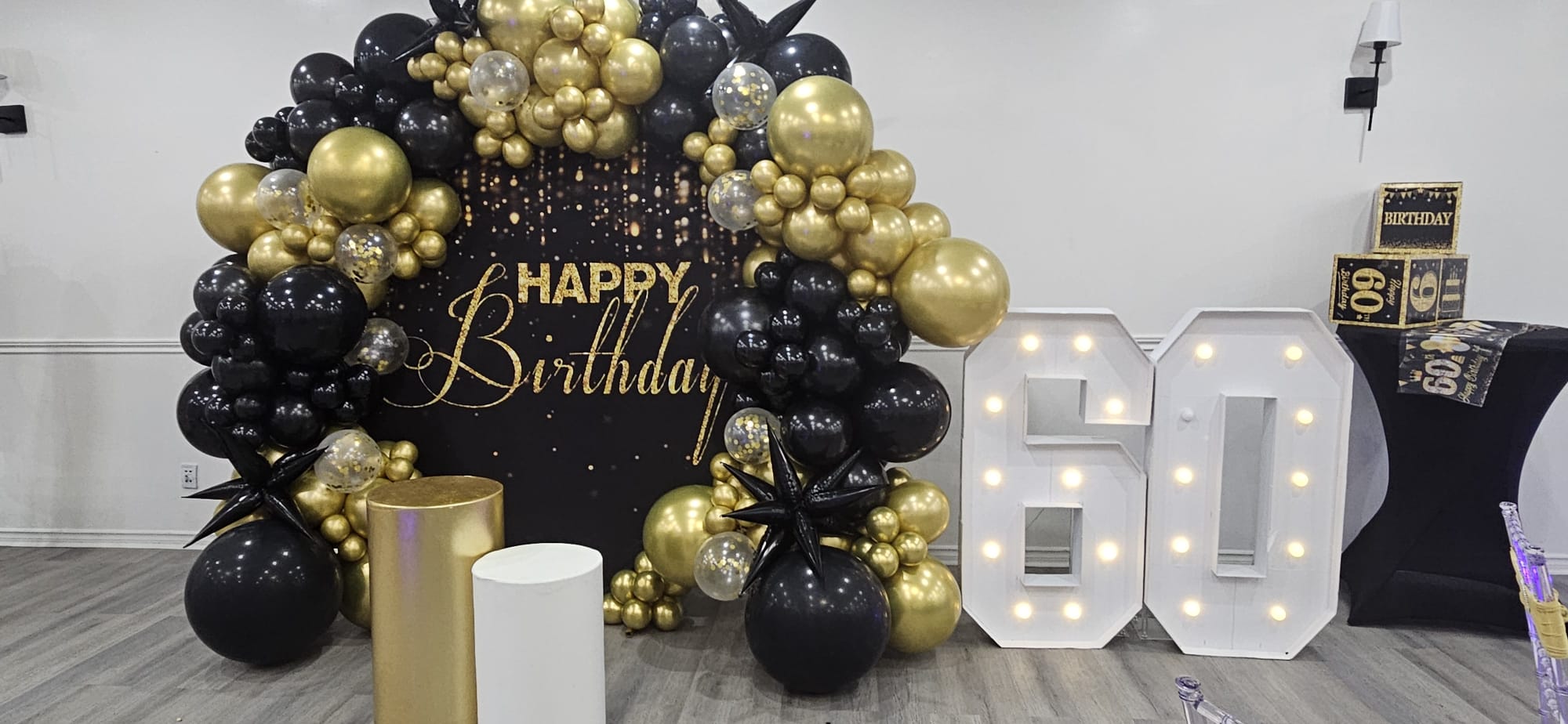 Elegant birthday celebration setup